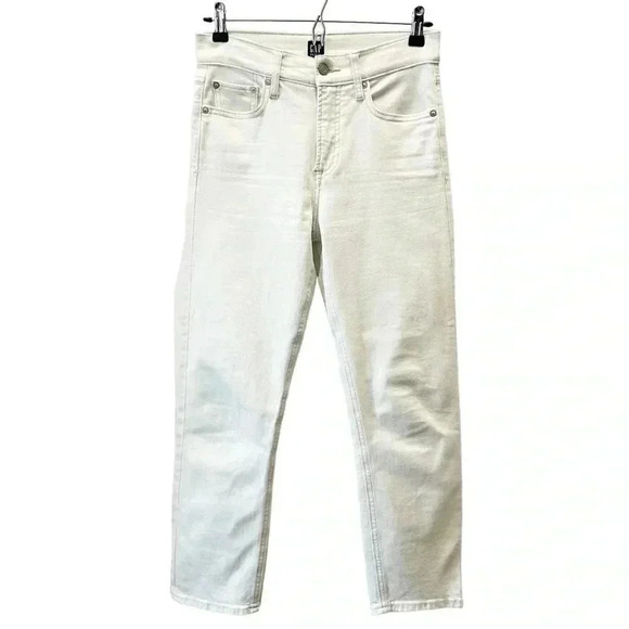 Gap Cheeky Straight Leg Jeans High  Rise Ankle Cropped Denim Off White Size 25 - Picture 16 of 16